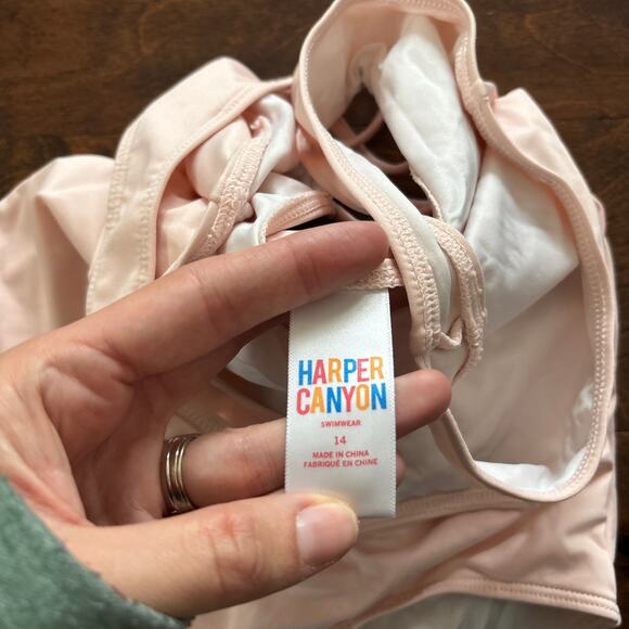 Harper Canyon Girls Size 14 Swimsuit One Piece Pink Mermaid Vibes - Picture 3 of 6